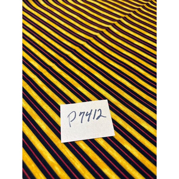 Debi Hubbs Timeless Treasures Striped Fabric 2007 19" x 44" Yellow & Navy Cotton - Picture 7 of 7